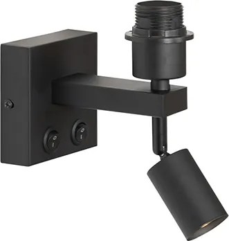 Moderne wandlamp zwart met leeslamp - Brescia