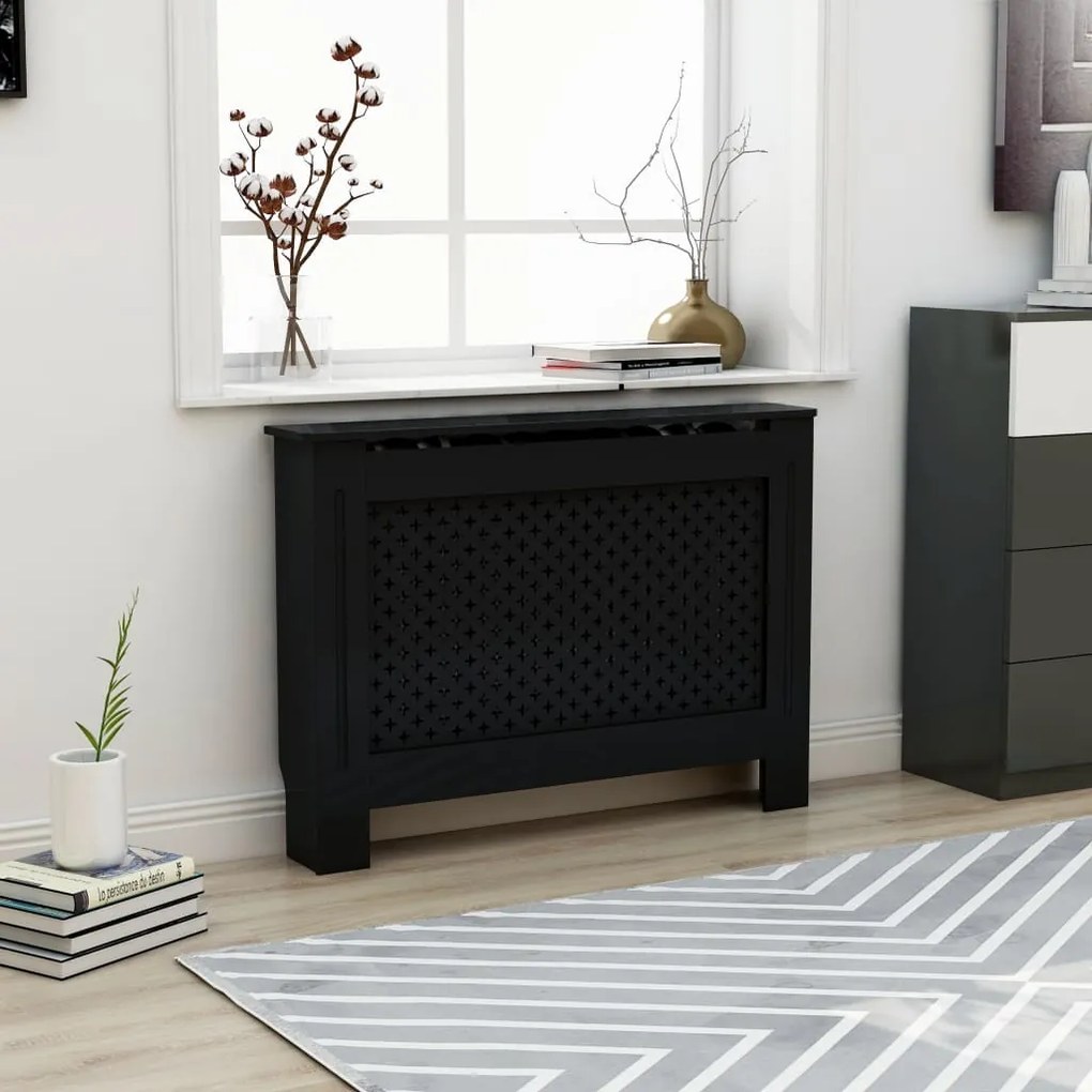 vidaXL Radiatorombouw 112x19x81 cm MDF zwart