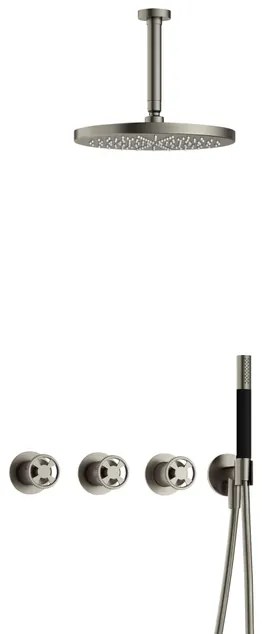 Hotbath Cobber IBSW70 Regendoucheset inbouw - 15cm plafondarm - 30cm ronde hoofddouche - staafhanddouche - Geborsteld nikkel IBSW70GN25