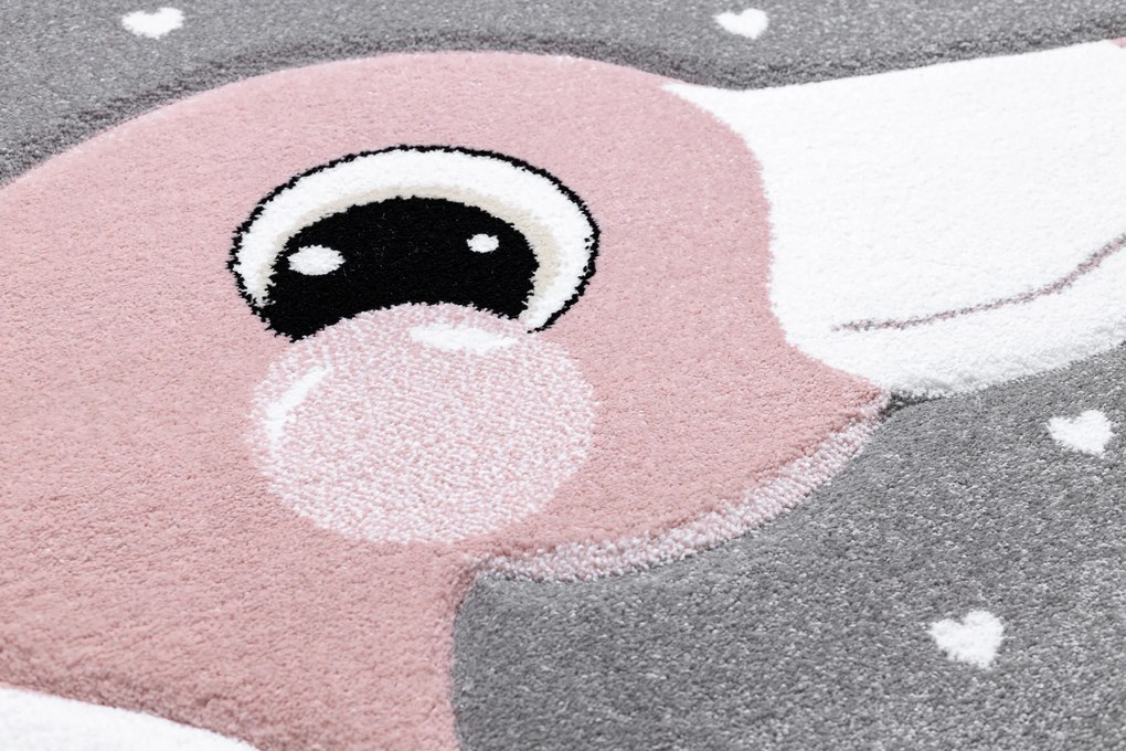 Tapijt PETIT FLAMINGOS Flamingo's  HARTJES grijskleuring