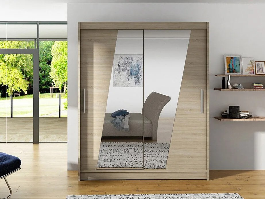 Kledingkast Closico Camera XIV, Sonoma eik, 200x150x58cm, 117 kg, Kledingkast deuren: Schuivend, Aantal planken: 5, Aantal planken: 5