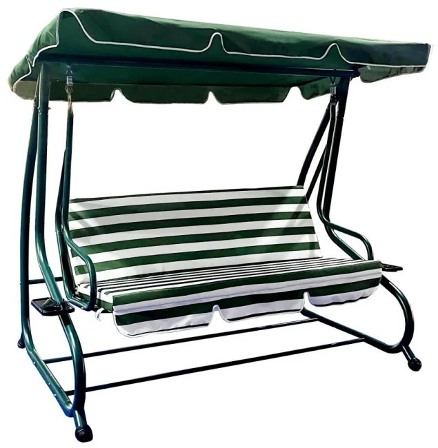 Badstuber Swing schommelbank met kussen 200x125x165cm groen