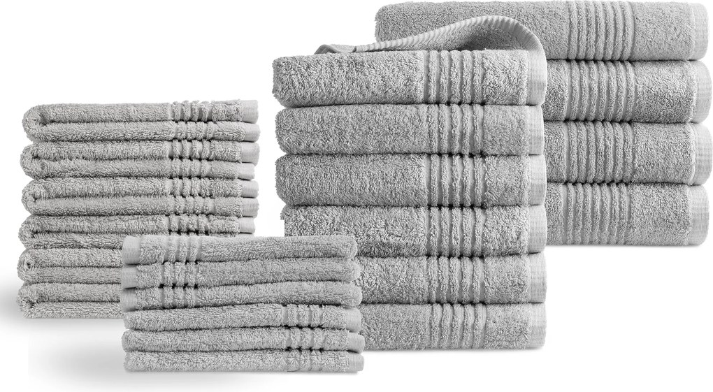 Handdoeken 22 delig set– Supreme Collectie – lichtgrijs