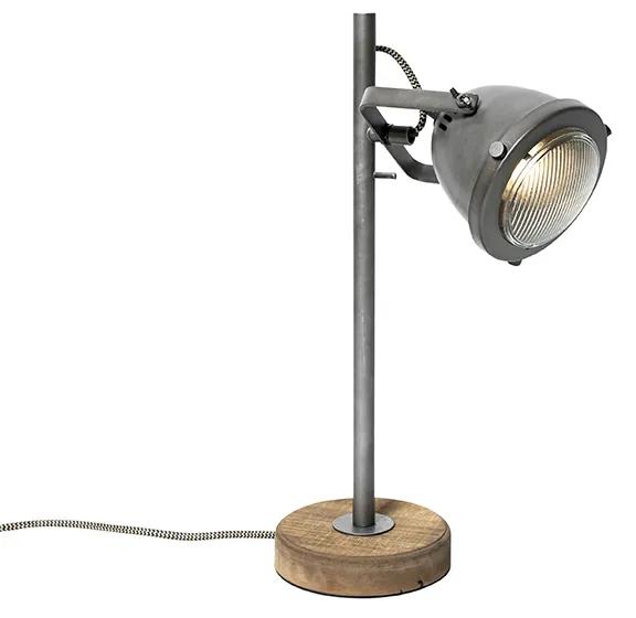 Industriële tafellamp staal met hout 45 cm - Emado Industriele / Industrie / Industrial GU10 Binnenverlichting Lamp