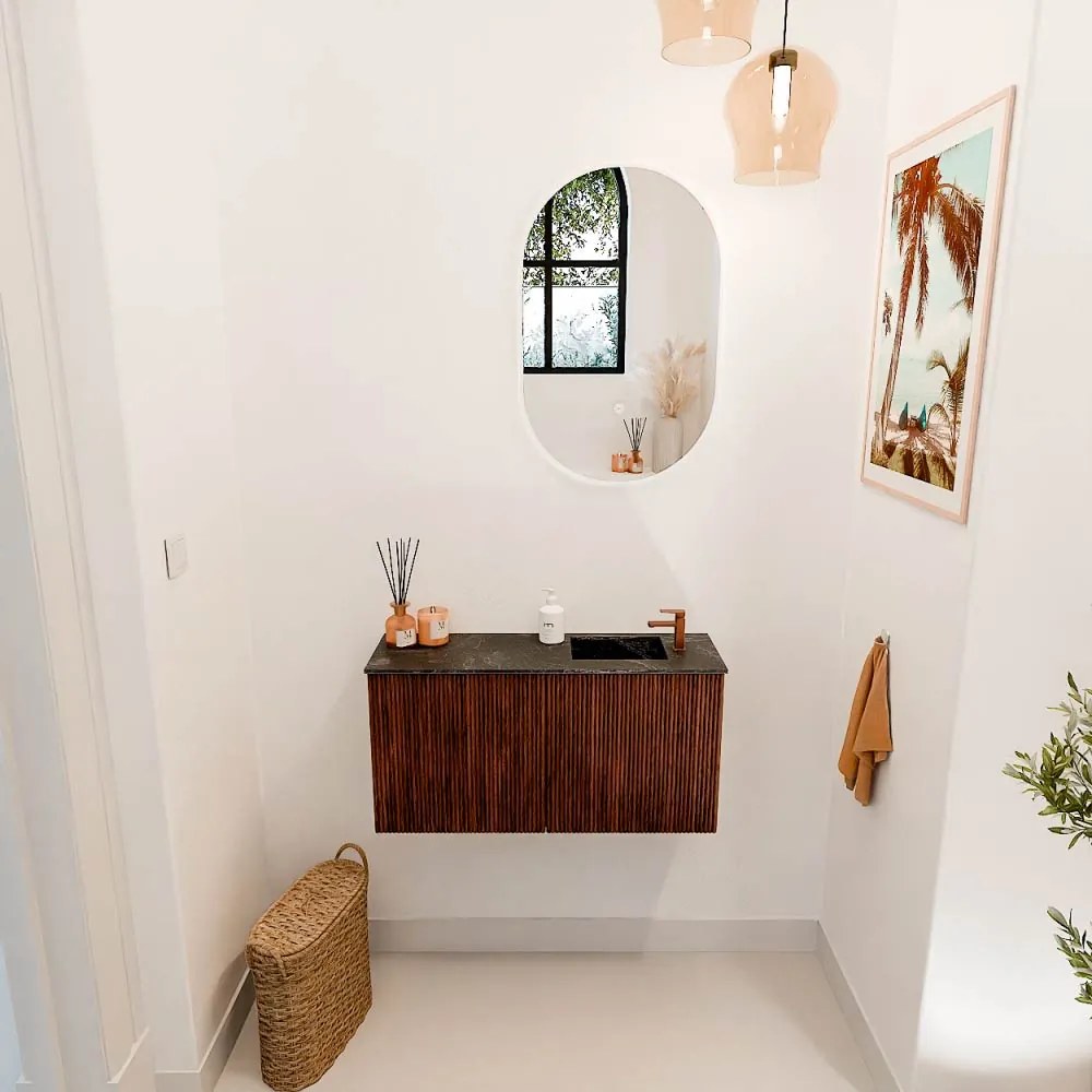 Mondiaz Joya DLux 80cm toiletmeubel ruby met wastafel faye rechts 1 kraangat lava