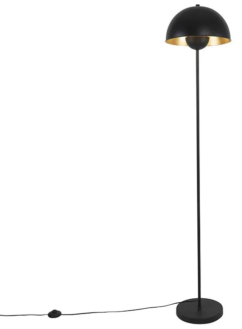 Industriële vloerlamp zwart met goud 160 cm - Magnax