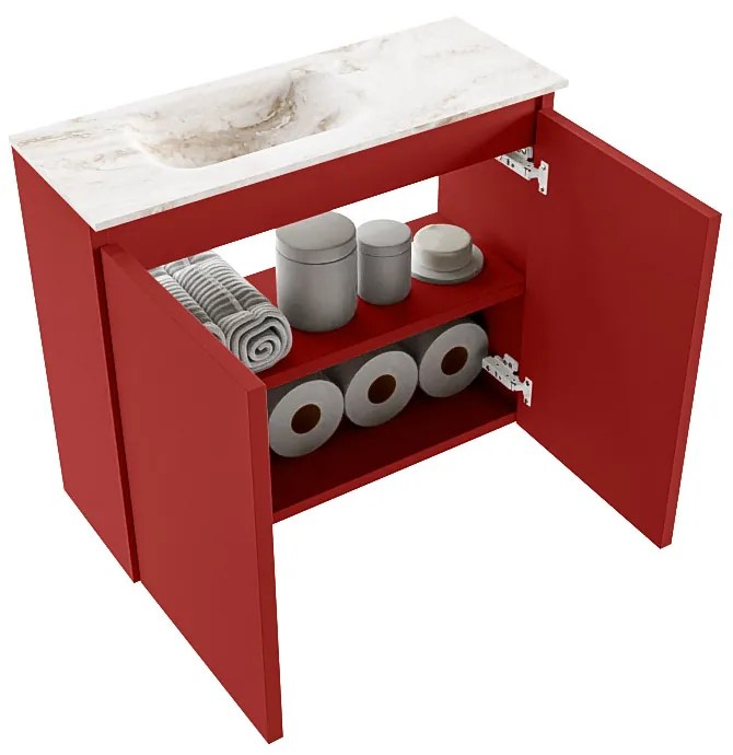 Mondiaz Ture DLux toiletmeubel 60cm fire met wastafel frappe links zonder kraangat