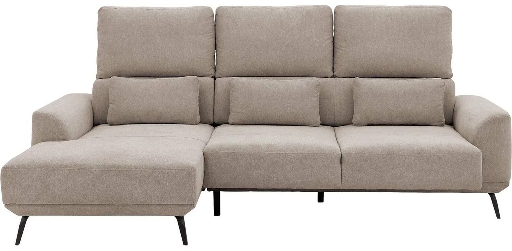 Goossens Excellent Bank Princess Met Elektrisch Uitschuifbaar Zitvlak beige, stof, 2,5-zits, elegant chic met chaise longue links
