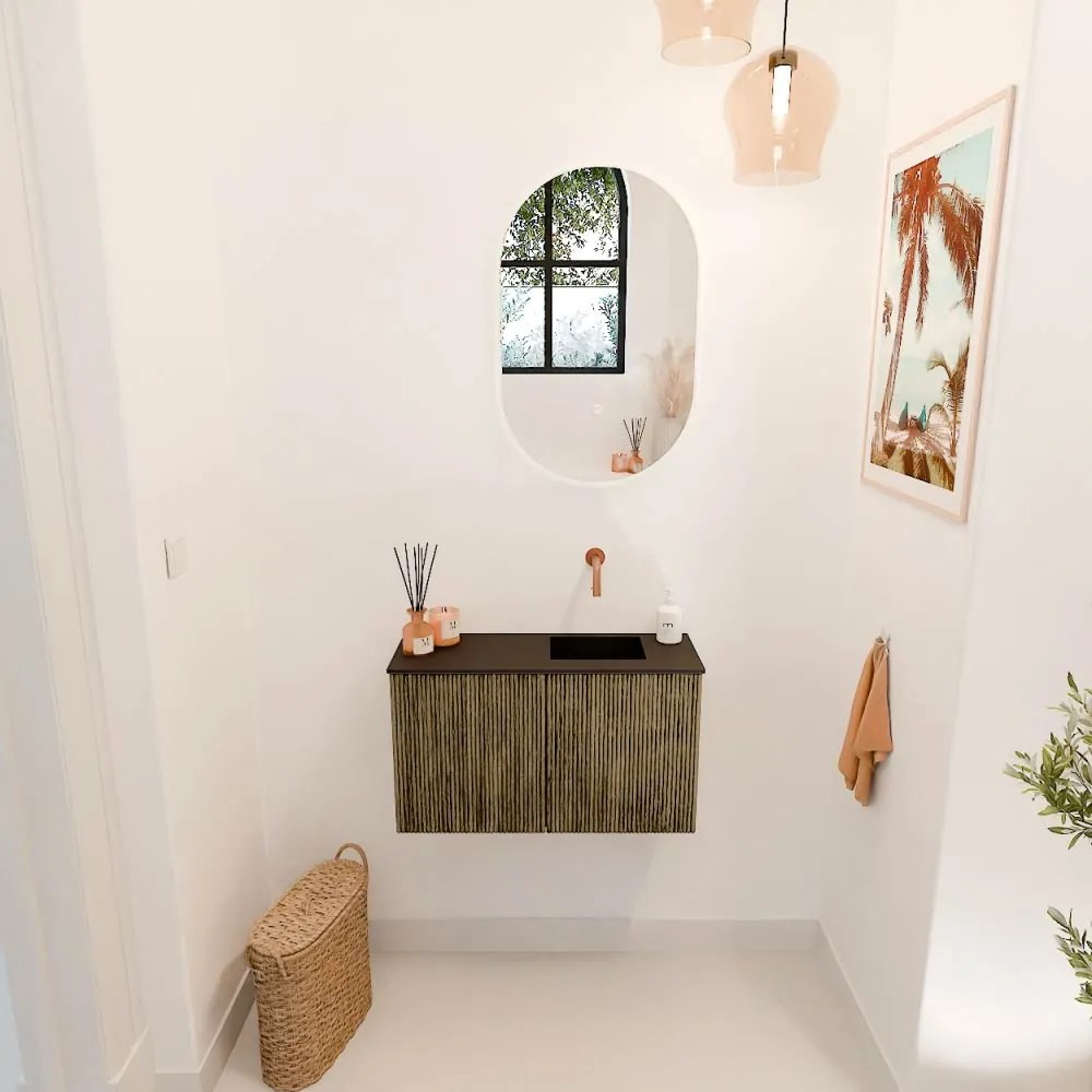 Mondiaz Joya 70cm toiletmeubel dusk met wastafel faye rechts zonder kraangat urban