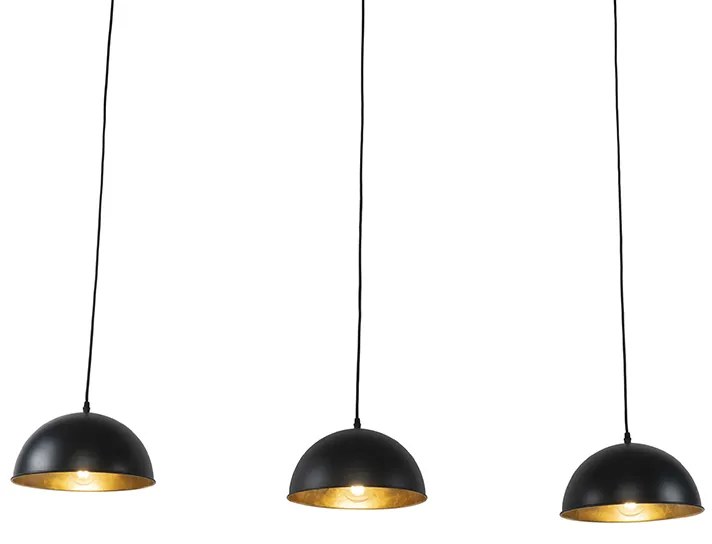 Eettafel / Eetkamer Smart hanglamp zwart met goud 3-lichts incl. Wifi A60 - Magnax Industriele / Industrie / Industrial E27 Binnenverlichting Lamp