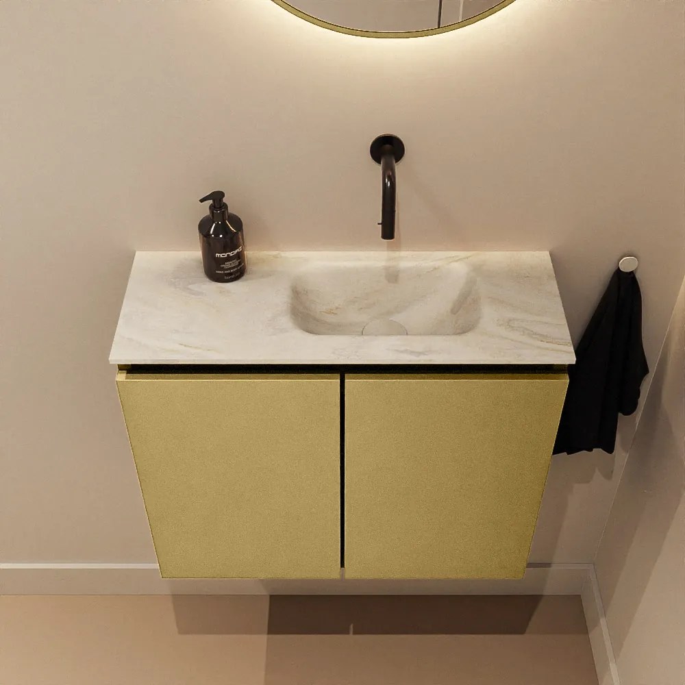 Mondiaz Ture DLux toiletmeubel 60cm oro met wastafel ostra rechts zonder kraangat