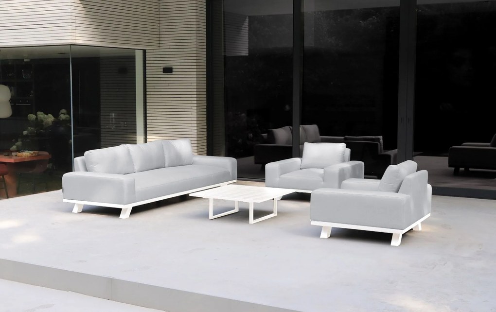 Flow. Easey sofa set lead chiné All Weather loungeset Lichtgrijs Sunbrella loungeset Stoel-bank loungeset outdoor textiel - weerbestendig