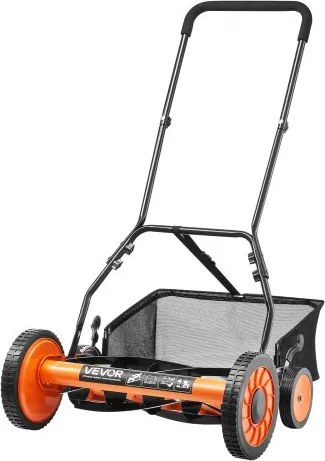 VEVOR cilindermaaier met 450 mm snijbreedte, grasmaaier met maaihoogte van 35 tot 62 mm, handmaaier met 5 messen en grasopvangzak, ideaal voor groene gazons, opritten, binnenplaatsen