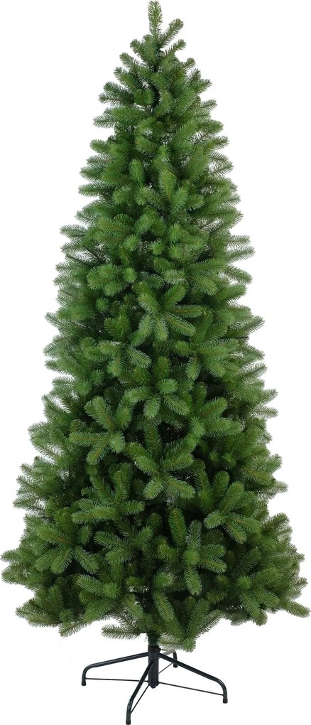 Bayberry kunstkerstboom smal - 213 cm - groen - Diameter 107 cm - 1.058 tips - metalen voet