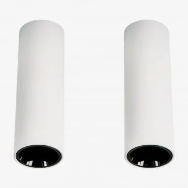 Pack Van 2 Ronde Led-opbouwplafondlampen Ø5,7 Cm In Aluminium Luisiana Wit – Zwart & 8 W & 38º & Wit Koud 4000k - Sklum
