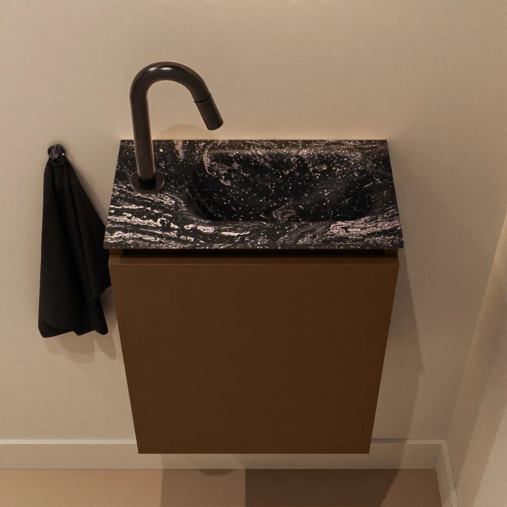 Mondiaz Ture DLux toiletmeubel 40cm rust met wastafel lava rechts met kraangat