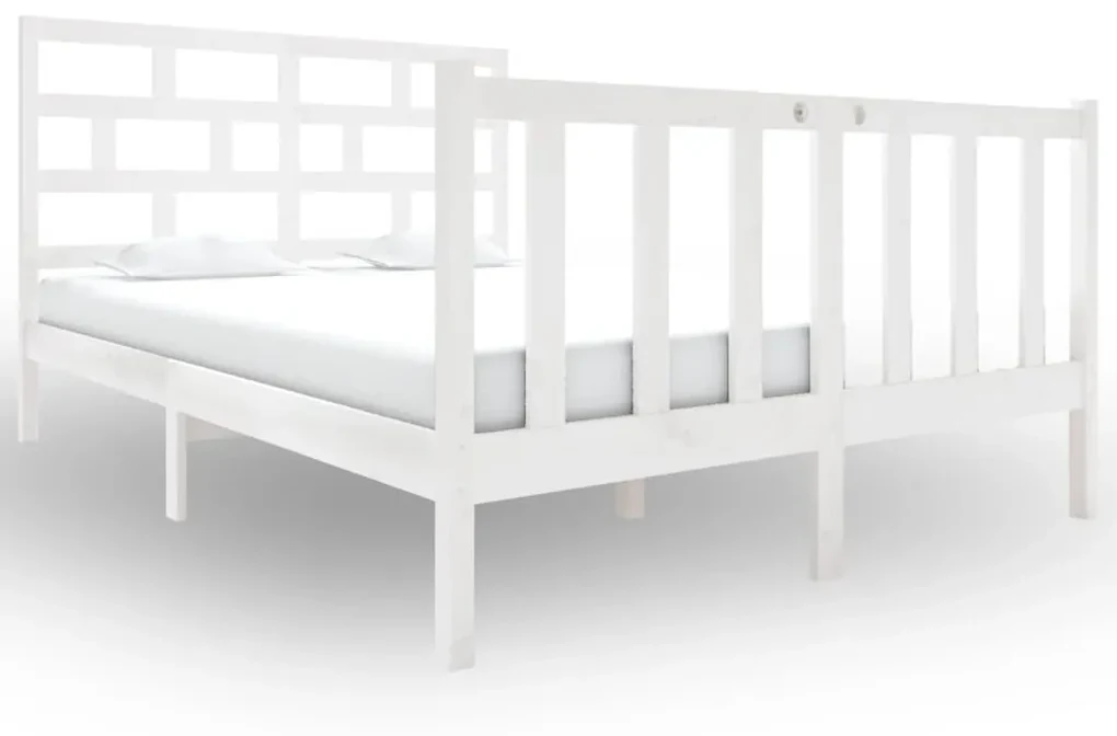 vidaXL Bedframe massief grenenhout wit 120x190 cm 4FT Small Double