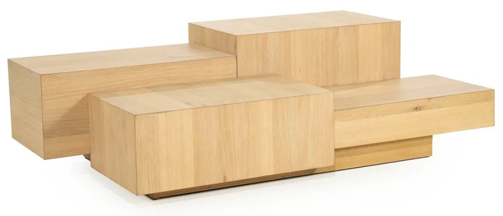 Eleonora Quinten Grote Salontafel Eiken Blokken Naturel 140x75 Cm - 140 X 75cm.