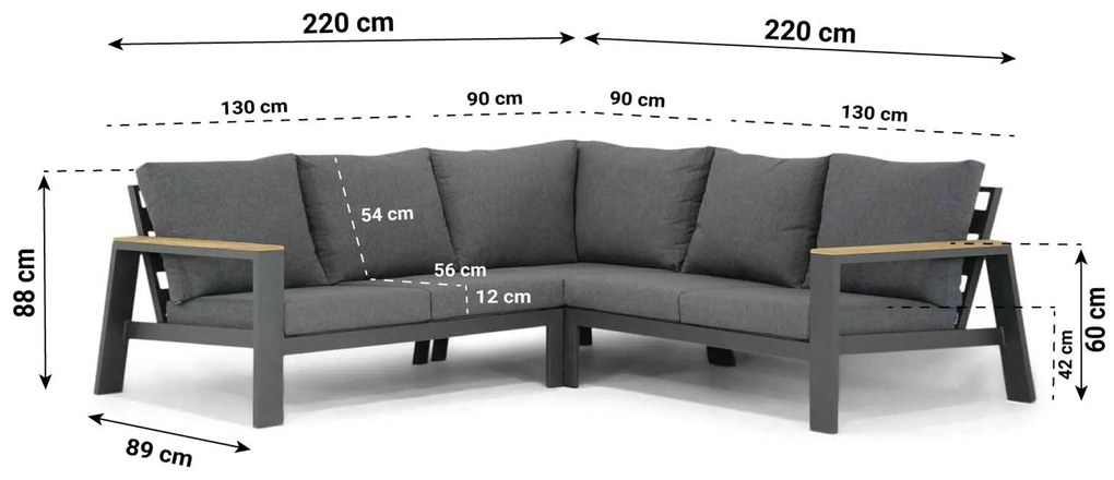 Hoek loungeset 5 personen Aluminium Grijs Lifestyle Garden Furniture Marietta