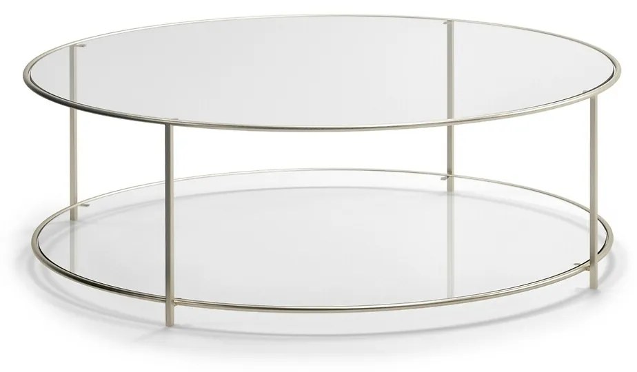 Ronde salontafel in gesatineerd nikkel , Sybil