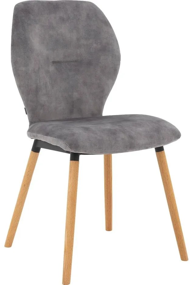 Goossens Eetkamerstoel Hera grijs velvet stof leuning, modern design