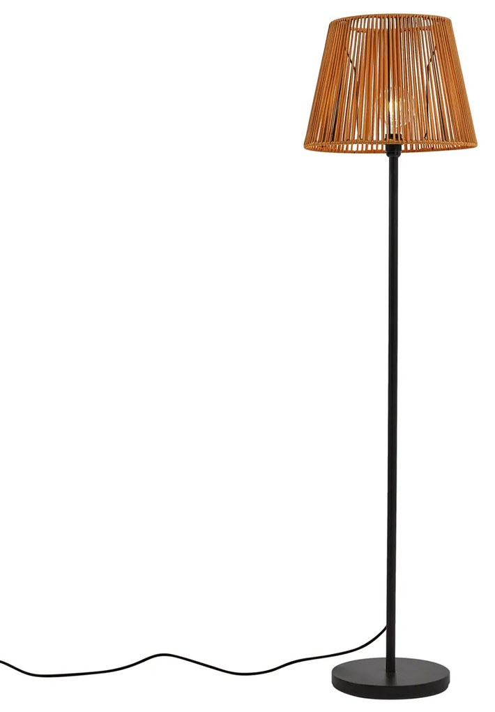 Buiten vloerlamp zwart met kap oranje touw IP44 - Virginia Jayla