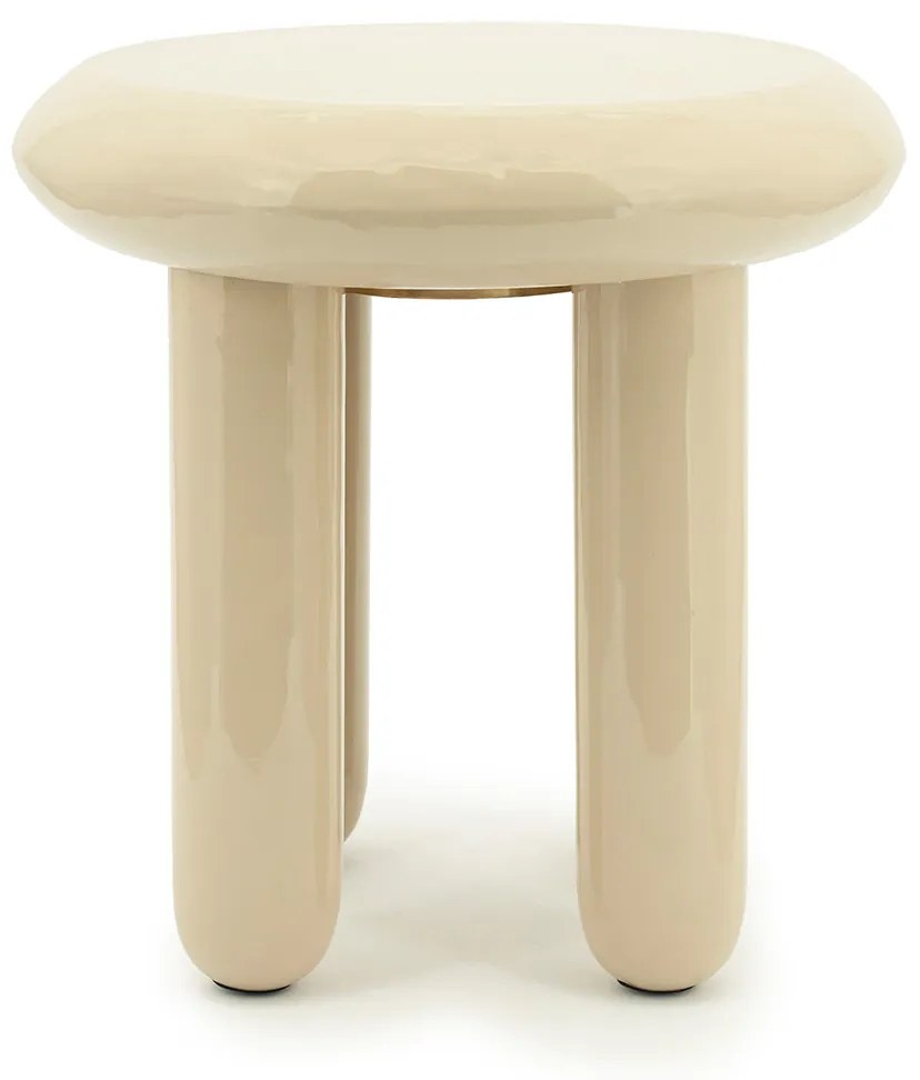 By-Boo Balloon Hoogglans Bijzettafel Beige - 43 X 43cm.
