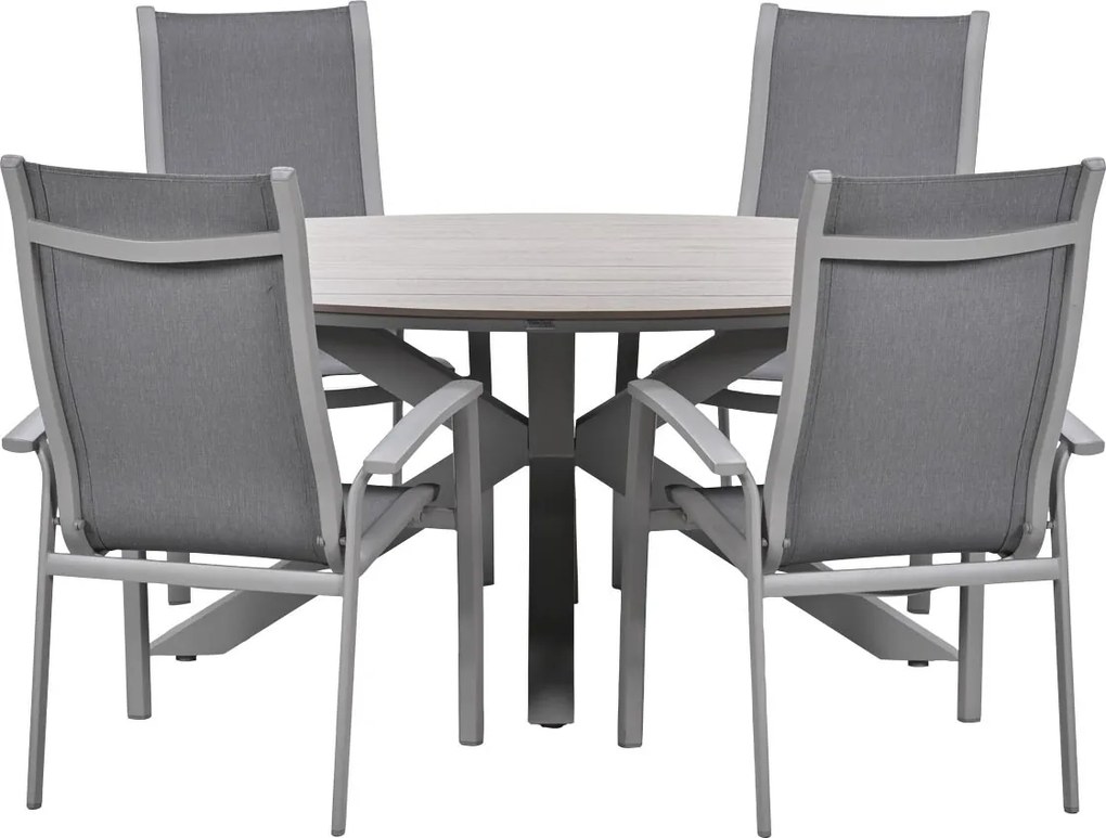Garden Impressions Hilly tuinset 5-delig taupe - Tulli tuintafel 180x115 cm - light teak vironwood
