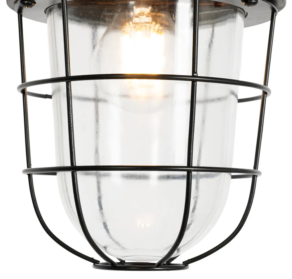 Set van 2 industriële hanglampen zwart - Cabin Industriele / Industrie / Industrial E27 rond Binnenverlichting Steen / Beton Lamp