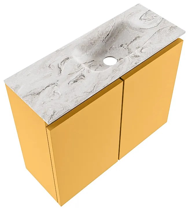 Mondiaz Ture DLux toiletmeubel 60cm ocher met wastafel glace rechts zonder kraangat