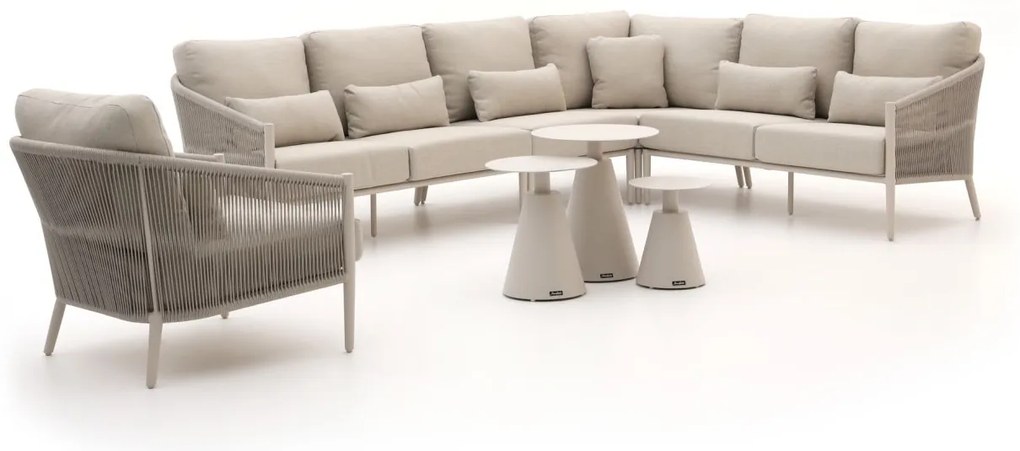 + 10% kassakorting | Hoek loungeset Bellagio  | 7 personen | Loungeset Beige | Hoekbank Aluminium | 313x237.5cm | Kees Smit Tuinmeubelen
