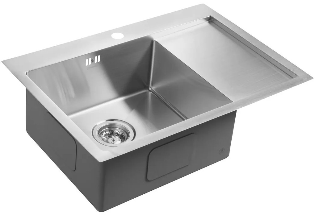 Sapho Kiva spoelbak 69x48x20cm links met kraangat RVS