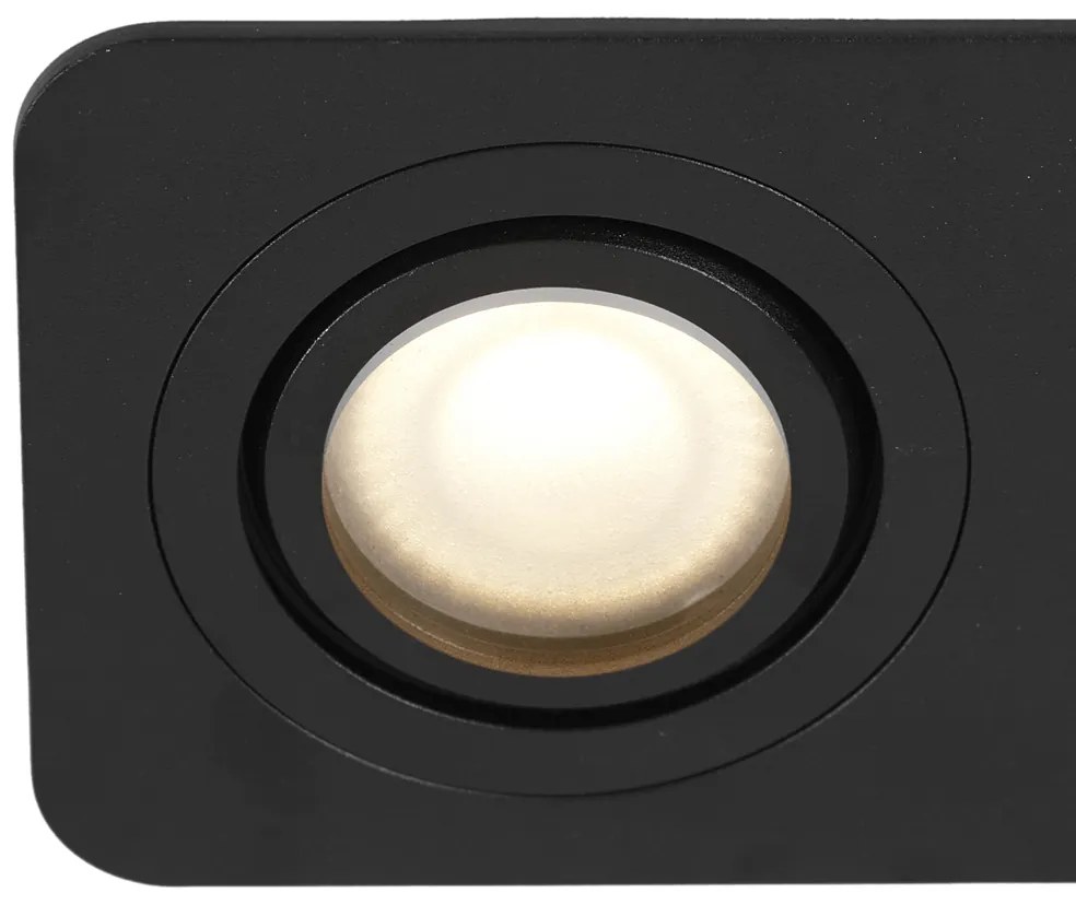 Buitenlamp Set van 6 Afgeronde inbouwspot zwart GU10 50mm draai- en kantelbaar IP44 2-lichts - Alberto Modern GU10 IP44 Buitenverlichting Lamp