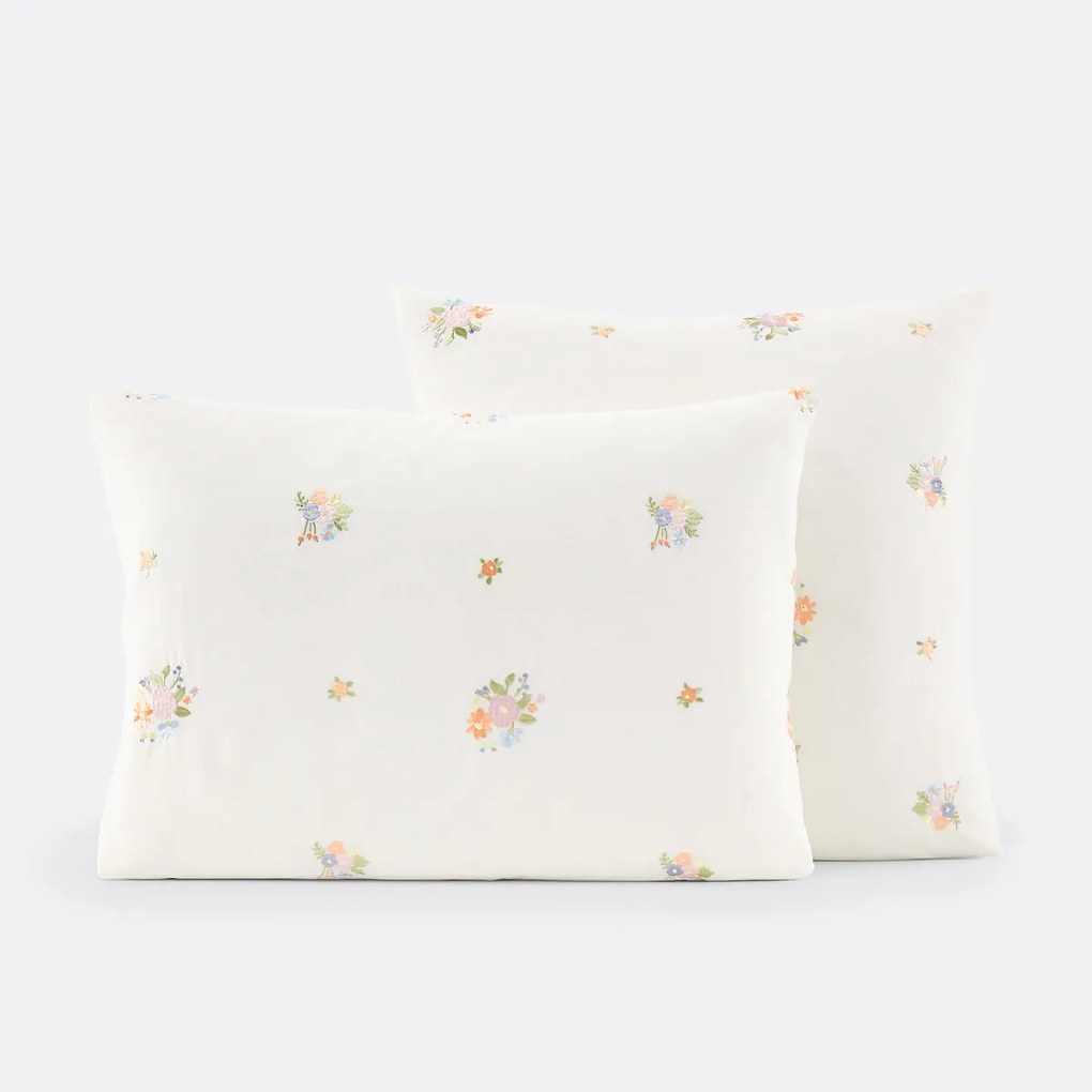 Kussensloop in geborduurd perkalkatoen, Hollyhill