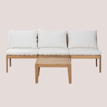 Tuinset Met 3-delige Modulaire Bank En Salontafel Van Acaciahout Filips Gardenia Wit - Sklum