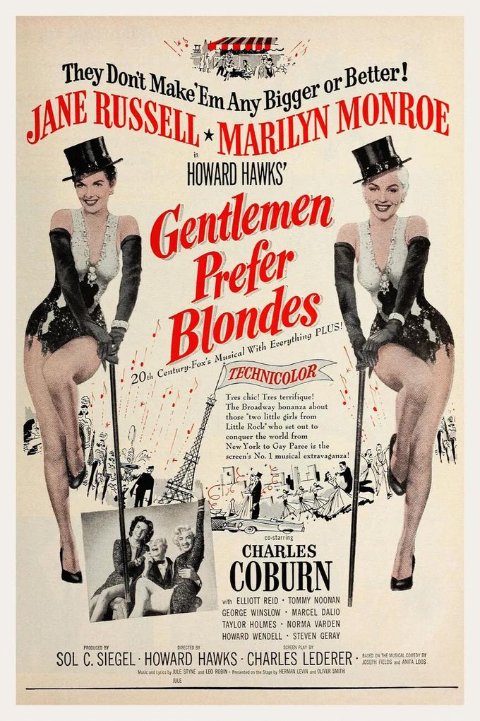 Kunstdruk Gentlemen Prefer Blondes / Marilyn Monroe (Retro Movie), (26.7 x 40 cm)