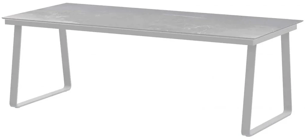 4 Seasons Outdoor Konos tafel frost grey met Goa keramisch blad lichtgrijs 220 cm SALE Tuintafel antraciet weerbestendig