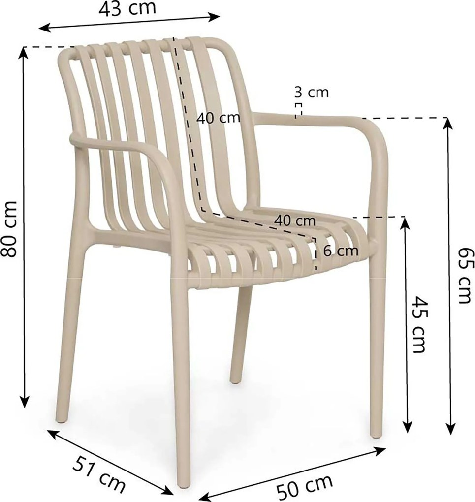 Tuinset 6 personen 210 cm Kunststof Zand/Beige Domani Furniture Alba/Creta