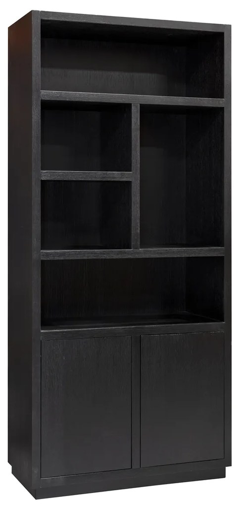 Richmond Interiors Oakura Boekenkast Zwart Eiken Links - 100x45x220cm.