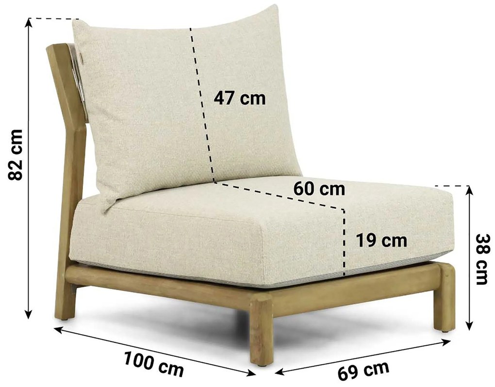 Hoek loungeset 6 personen Teak Old teak greywash  Santika Furniture Santika