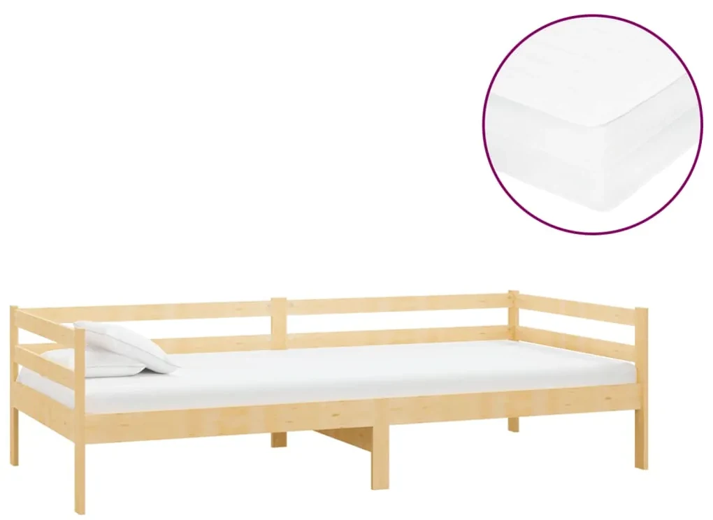 vidaXL Slaapbank met matras massief grenenhout 90x200 cm
