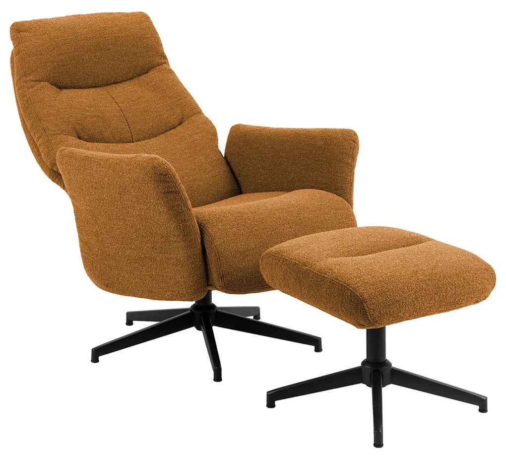 Verstelbare Fauteuil Met Voetenbank Caramel