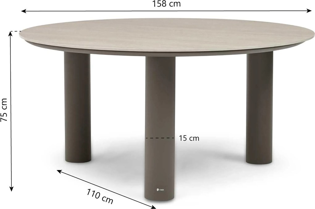 Tuinset Ronde Tuintafel 6 personen Rope Taupe 4 Seasons Outdoor Florence/Trino