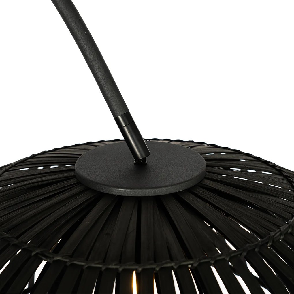 Oosterse booglamp met kap zwart bamboe - PuaOosters E27 Binnenverlichting Lamp