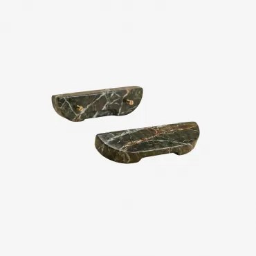 Set Van 2 Handgrepen Van Natuurlijk Steen Tinesla ↔︎ 16 Cm & Groen Marmer Forest - Sklum