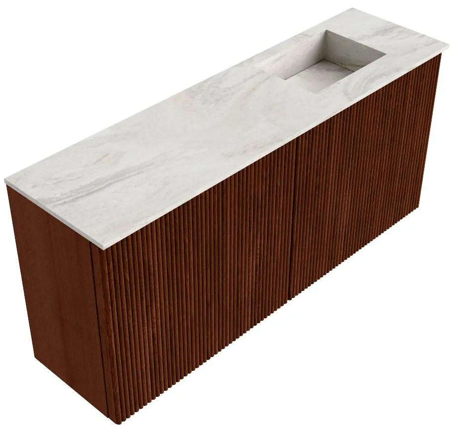 Mondiaz Joya DLux 90cm toiletmeubel ruby met wastafel faye rechts zonder kraangat ostra