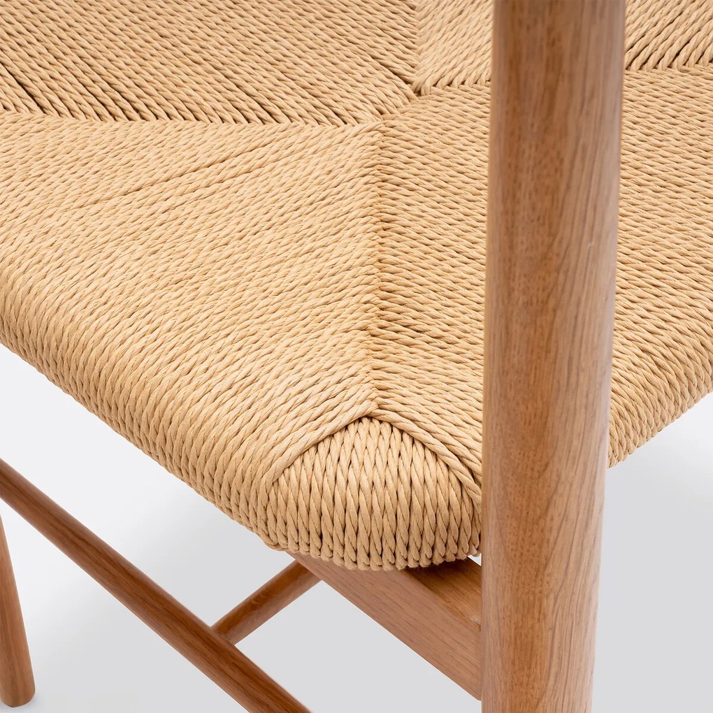 Set van 2 stoelen in massief eik en vlechtwerk, Andre