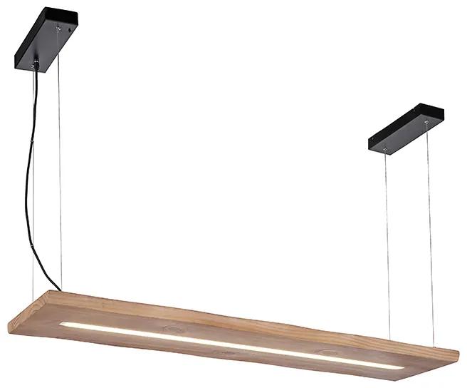 Eettafel / Eetkamer Hanglamp met dimmer hout 120 cm incl. LED met afstandsbediening - Ajdin Modern Binnenverlichting Lamp