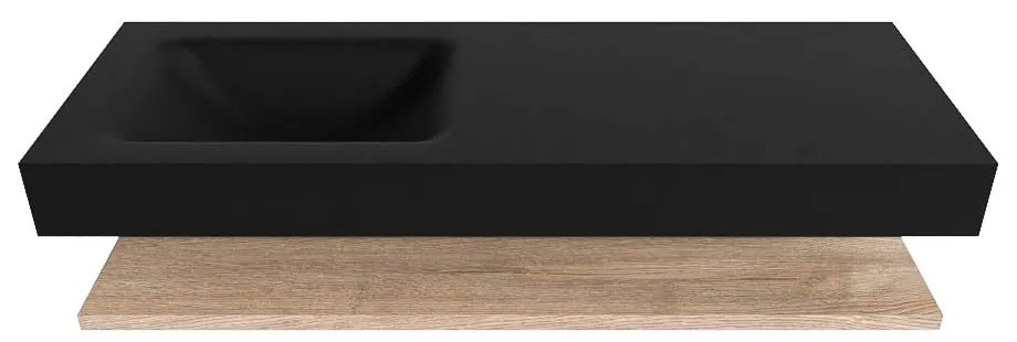 Zaro Alan badmeubel 130cm met planchet washed oak en vrijhangende wastafel cloud links zonder kraangat urban