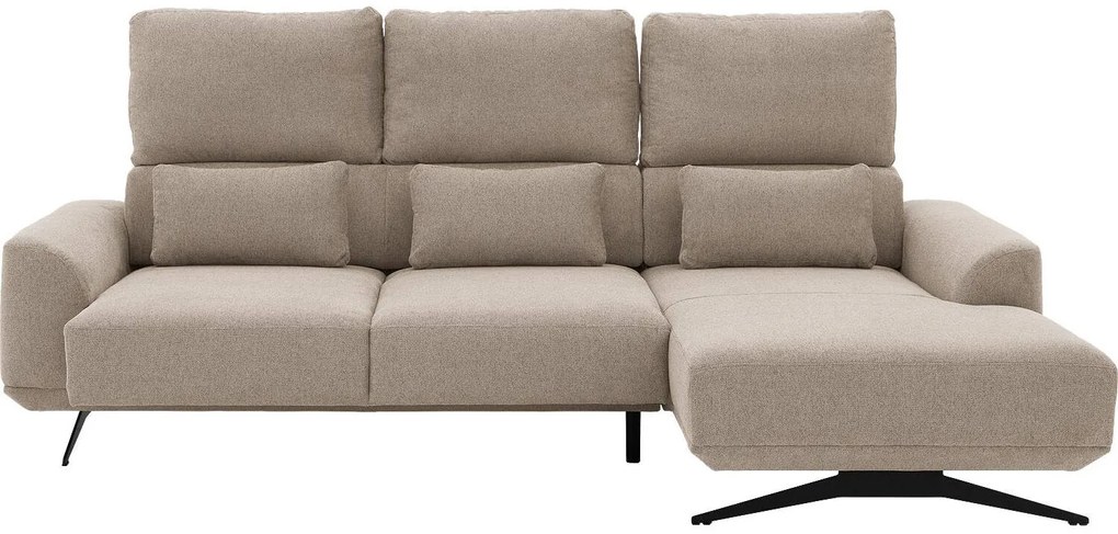 Goossens Excellent Bank Princess Met Elektrisch Uitschuifbaar Zitvlak beige, stof, 2,5-zits, elegant chic met chaise longue rechts
